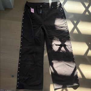 PrettyLittleThing Brown Wide Leg Pants